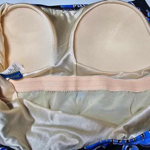 Maxine Instant Minimizer Faux Skirtini Black/Blue/Metallic Silver Plus Size 26W - Picture 5 of 10